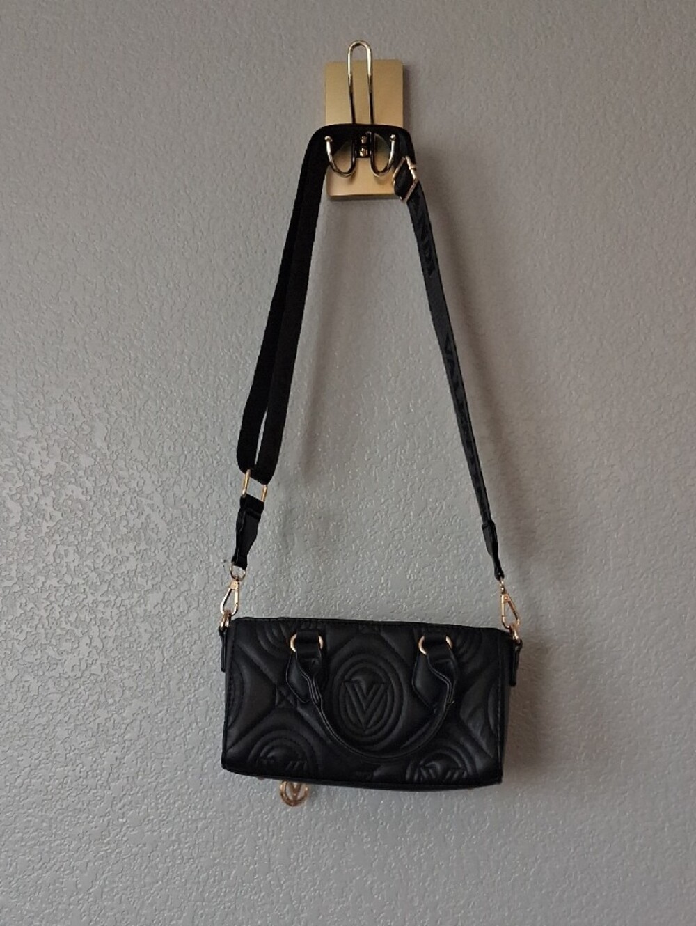 Quilted Black Top-Handle Womens Satchel - Picture 2 of 6